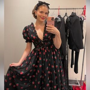 LIRIKA MATOSHI Strawberry Midi Dress Black!